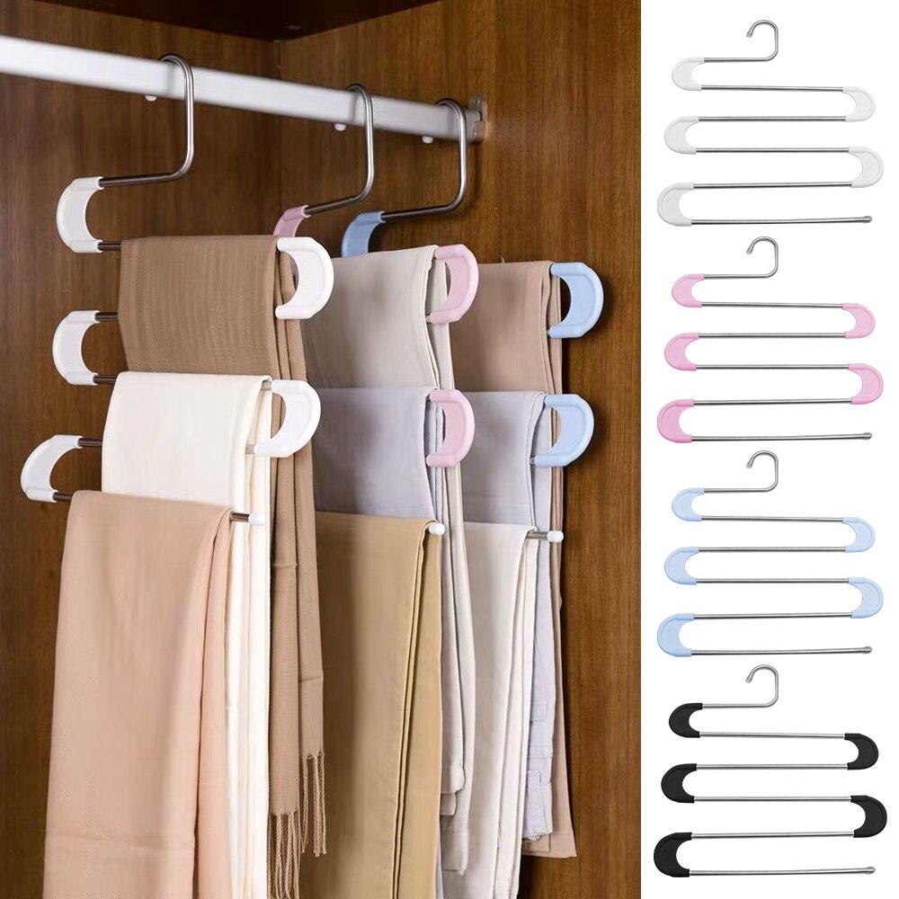 Cintres en acier inoxydable, 5 couches, forme S, pour pantalons, vêtements, multicouches