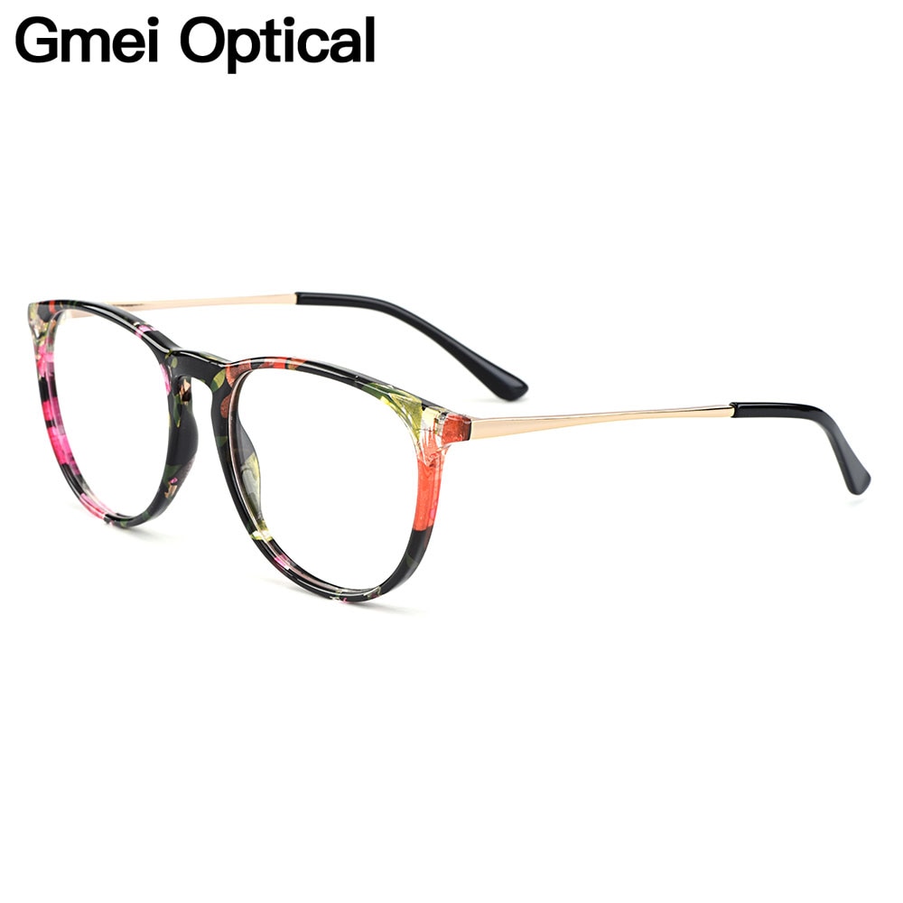 Gmei Optical Floral Round Women Glasses Frames Brand Prescription Eyeglasses Optical Frame Eyewear H8039
