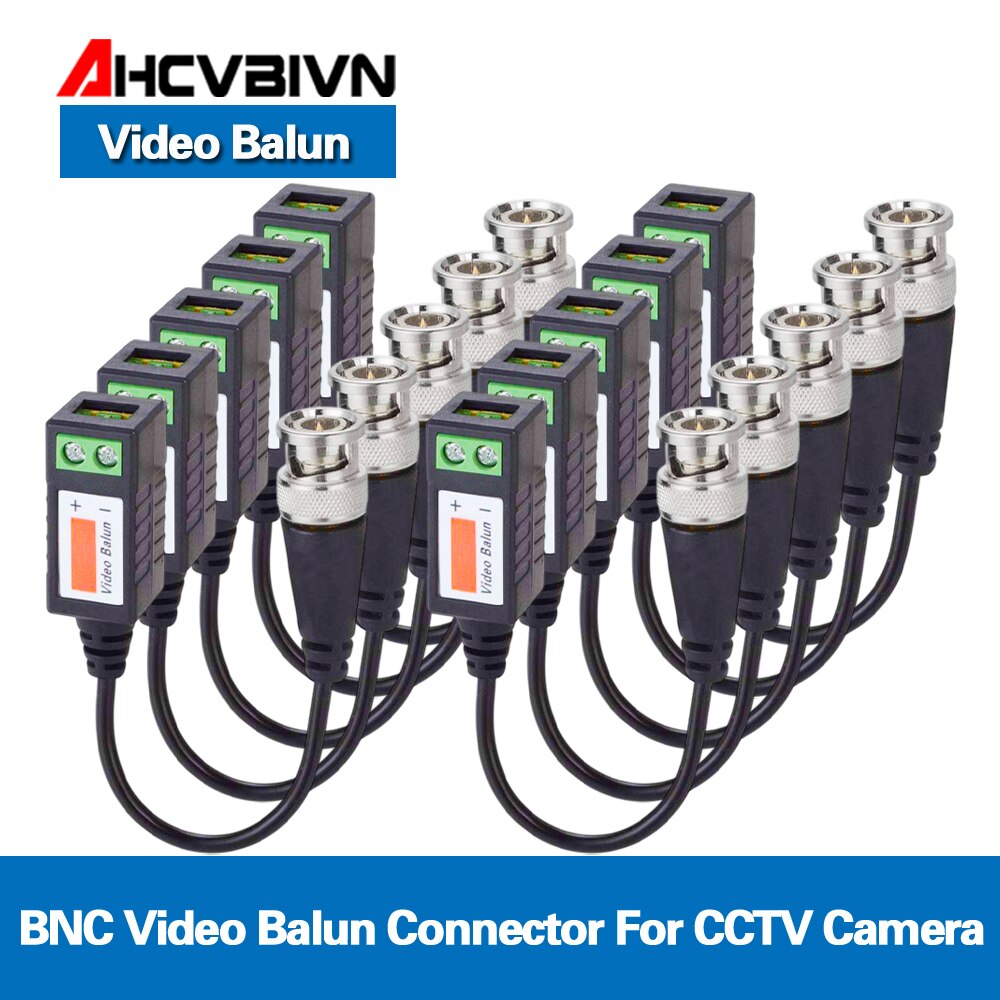 10pcs ABS Plastic CCTV Video Balun CCTV Accessories Passive Transceivers 2000ft Distance UTP Balun BNC Cable CAT5 Cable