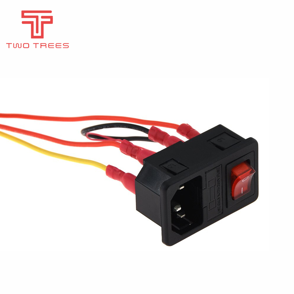 3D Printer Parts 220V/110V 6A Power Supply Switch Male Socket with Fuse for DIY Accessories