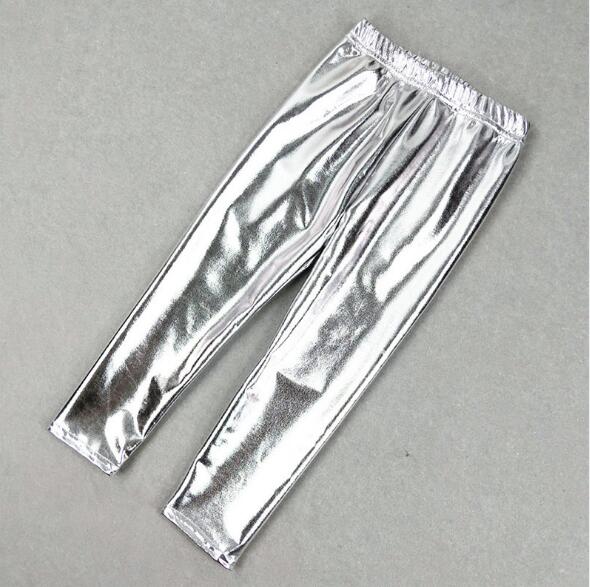 Pantalones dorados y mallas de plata para niños con aspecto de brillante pantalón dorado para primavera y otoño: silver / 130