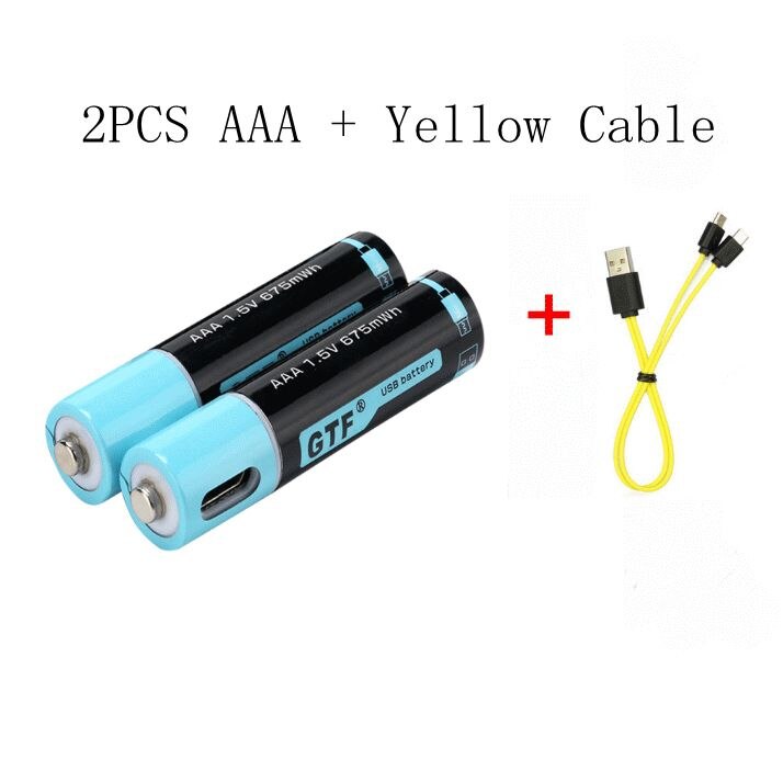 GTF AAA Akumulator 1.5V 450mAh USB - Do Zabawek i Pilotów: 2 AAA i żółty USB