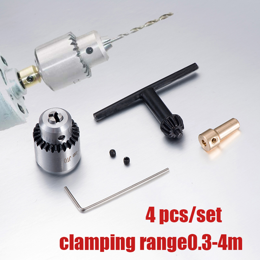 Mini Drill Chuck Micro 0.3-4mm JTO Taper Mounted Drill Chuck and Wrench w/ Chuck Key Lathe Accessories