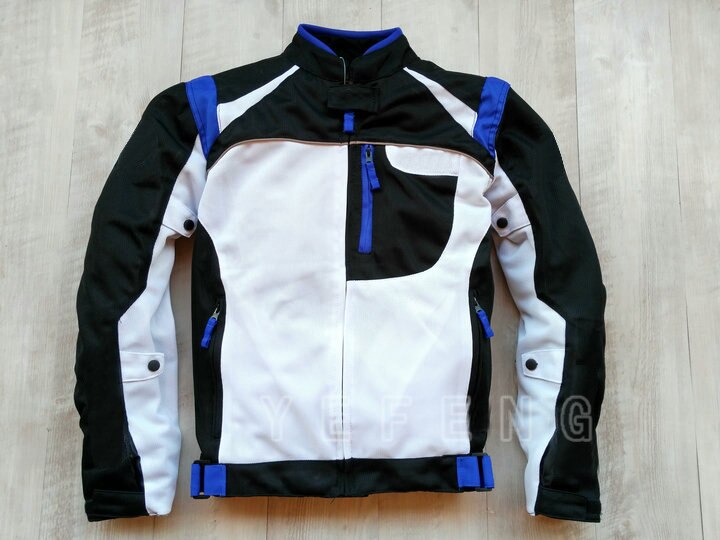 Motorcycle Sports Textile Summer Mesh Blue Red Riding Jacket for YAMAHA Racing Sportswear Motorbike Clothing: Black White Blue / XXL