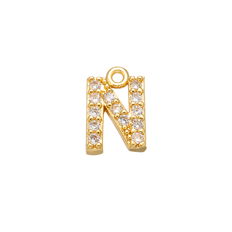 ZHUKOU 8x8.5mm ottone Cubic Zirconia cristallo 26 lettera pendenti con ciondoli per donna collana orecchini accessori gioielli modello: VD545