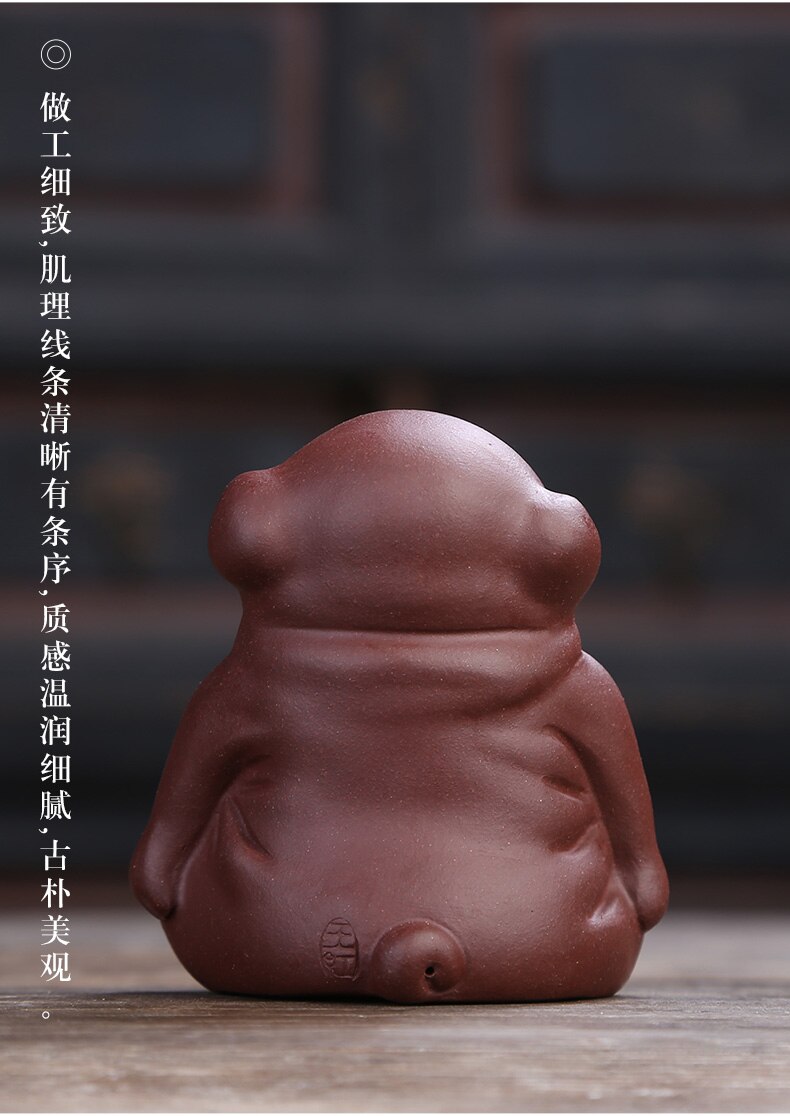 Ceramic Animal Figurines Purple Clay Tea Pet Cute Kung Fu Small Angry Cat Crafts Home Car Decoration Ornaments