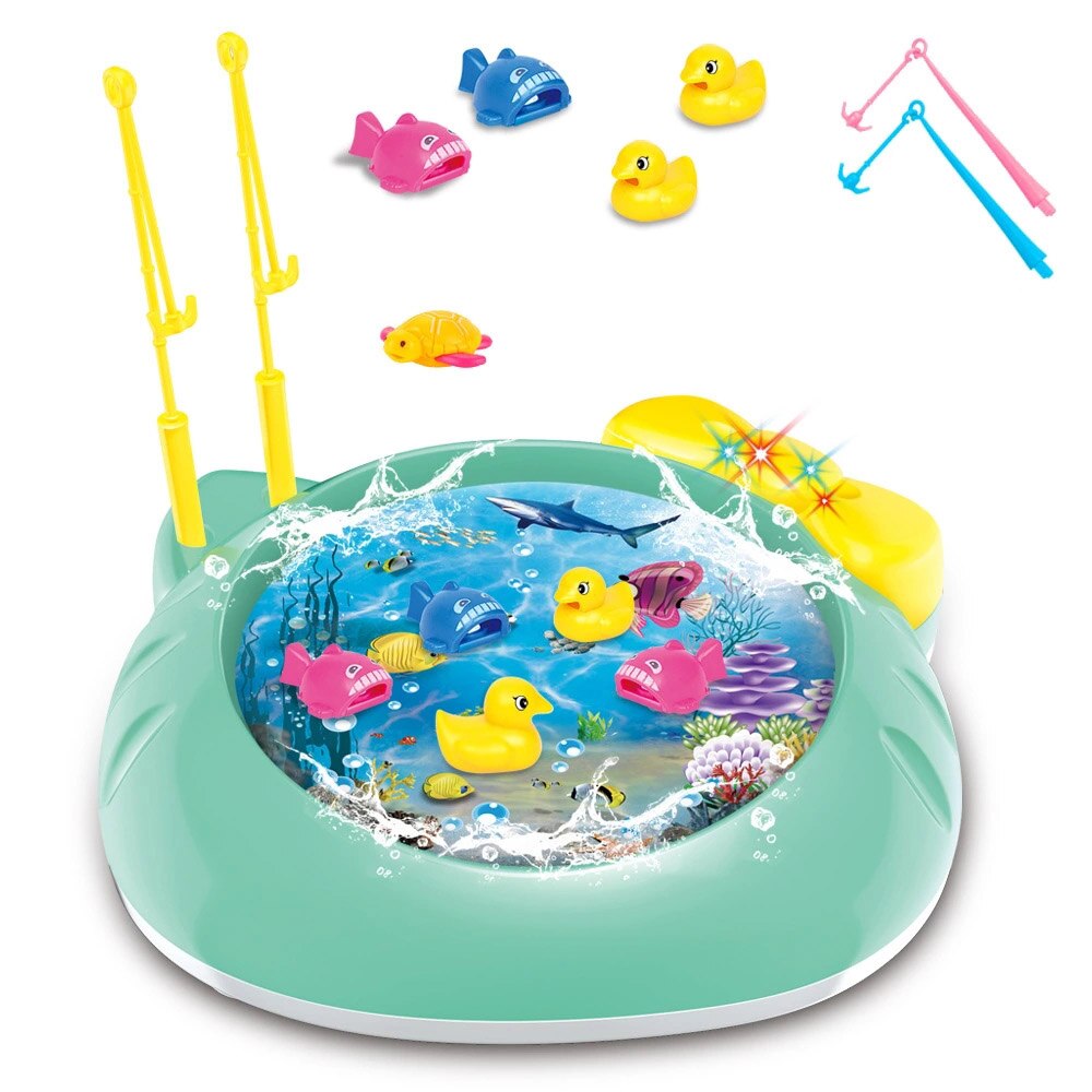 Wędkowanie dla dzieci zabawki wędkarskie kaczka małe ryby dysku grę elektryczny oświetlenie robić zastosowań muzycznych puzzle zabawki robić wczesnej edukacji dla dzieci zabawki wędkarskie: zielony