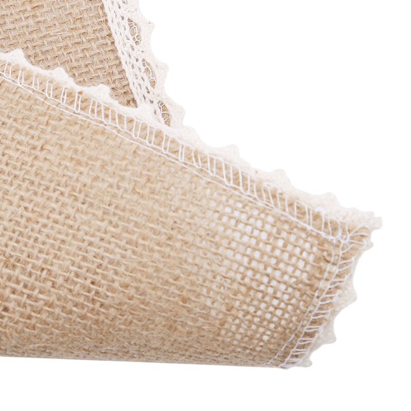 Square Dinner Table Mats Pads with Lace Natural Jute Placemats Table Mat Kitchen Dining Jute Table Decor Khaki