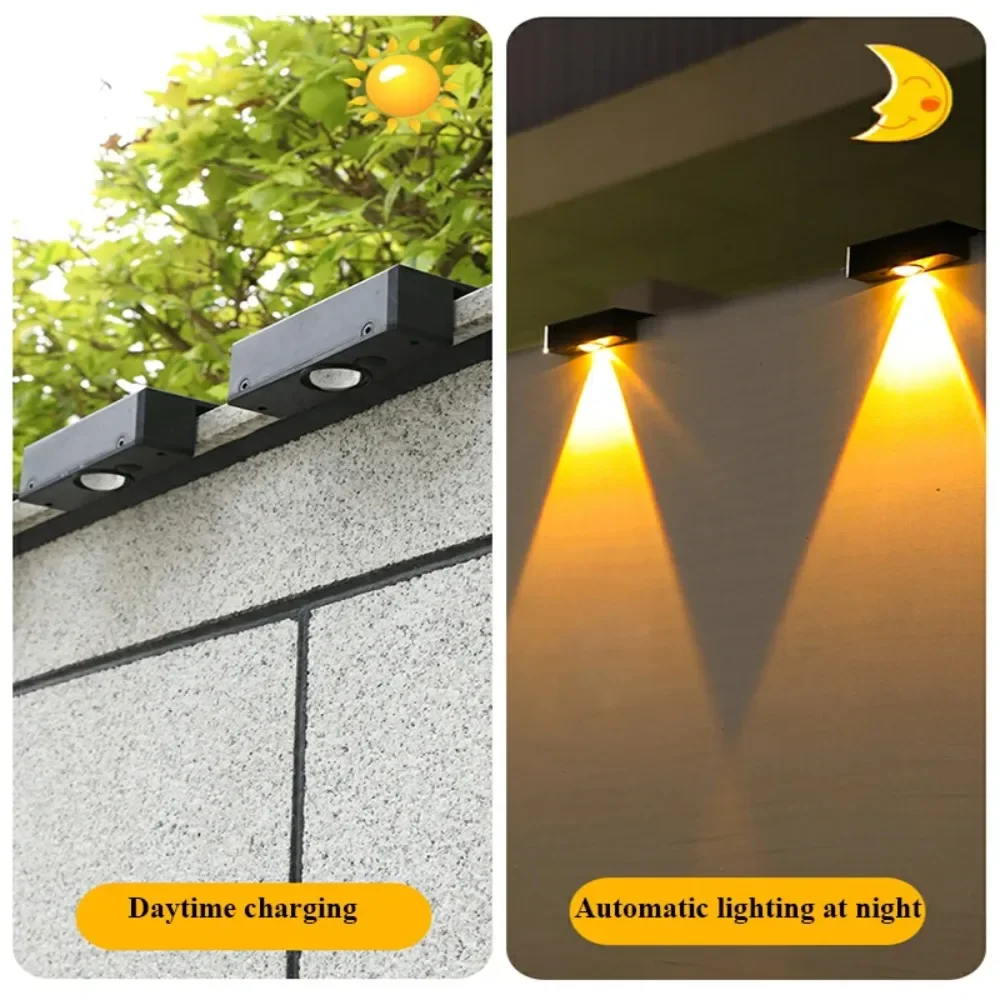 LED-wandlampen op zonne-energie Buiten draadloze lampen op zonne-energie IP65 Waterdicht zonne-heklicht Decoratief voor tuin Balkon Yard