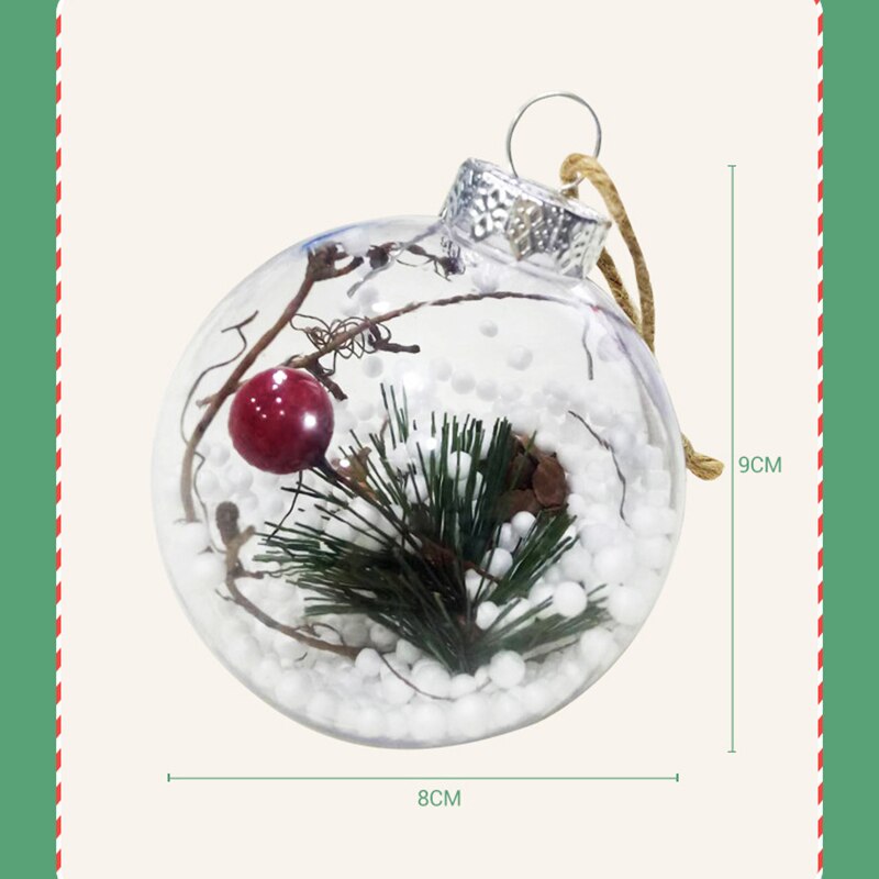 4Pcs Christmas Tree Decorations Ball Transparent Open Plastic Clear Ornament Tree Decorations Xmas Supplies Candy Ball