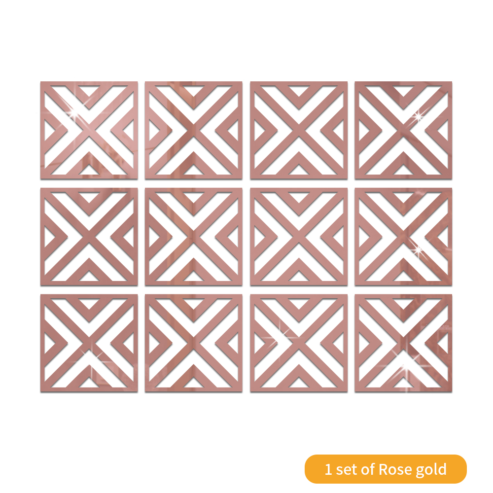 Funlife®Spiegel Aufkleber Wand Aufkleber Wasserdicht Bad Möbel Leicht zu Reinigen für Küche Home Decor Wohnzimmer Abnehmbare: rose gold / 28x28cmx24pcs