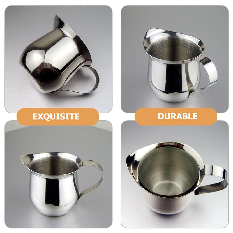 2pcs Stainless Steel Pitcher Milk Jug Coffee Sugar Cup Coffee Milk Jar Making Milk Flower Beak Milkshake Cup Mixing Milk Cup