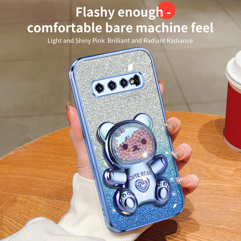 S 9 8 10plus Quicksand Bear Glitter Holder Phone Case On For Samsung Galaxy S8 S10 S9 Plus s9 s8plus s10 s 8 Stand Cover