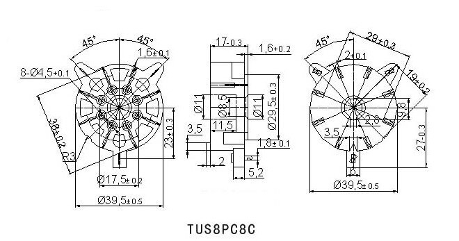 5pcs 8 pin scaffolding tube socket TUS8PC8C ceramic tube sockets