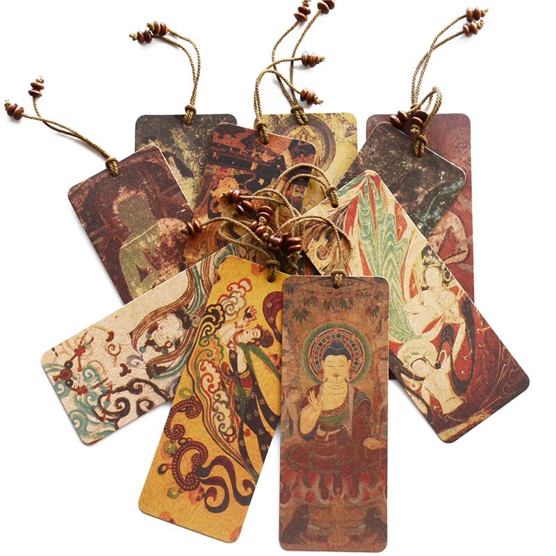 10 kpl/setti dunhuang mogao luolat seinämaalaukset kirjanmerkit pahvi kirjateline viestikortti paperitavarat
