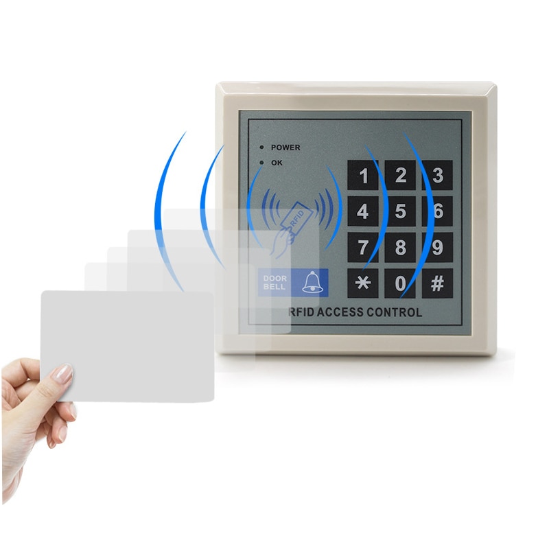 125KHz 13.56MHz RFID Keypad Door Access Control System Kit IC ID Card Reader Proximity Entry Door Lock+5Pcs Smart Card Key Fob