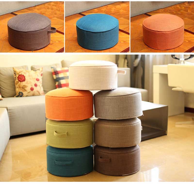 Coussin de siège rond Tatami lavable , épais, Futon, pour Table à thé, balcon, salon, baie vitrée