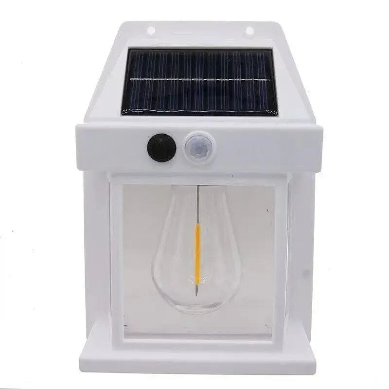 Solar--Wandleuchte für Höhle Außenbereich, Wolfram-Filament-Gartenlampe, wasserdicht, mit Bewegungssensor, 3 Modi, Solarlampe, Hofzaunleuchte