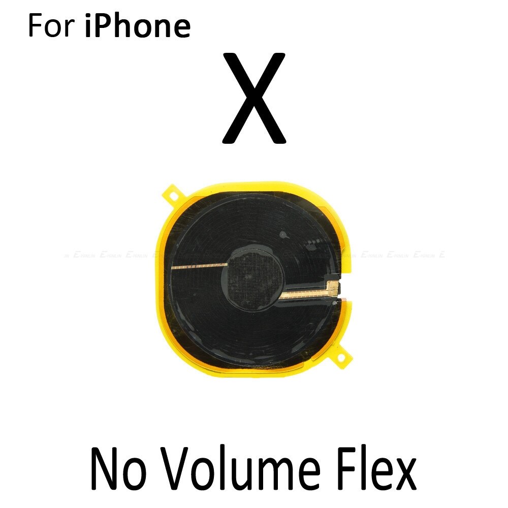 Puce NFC pour iPhone X XR XS 11 Pro Max sans fil chargeur panneau bobine autocollant avec bouton de Volume câble flexible: No Volume X