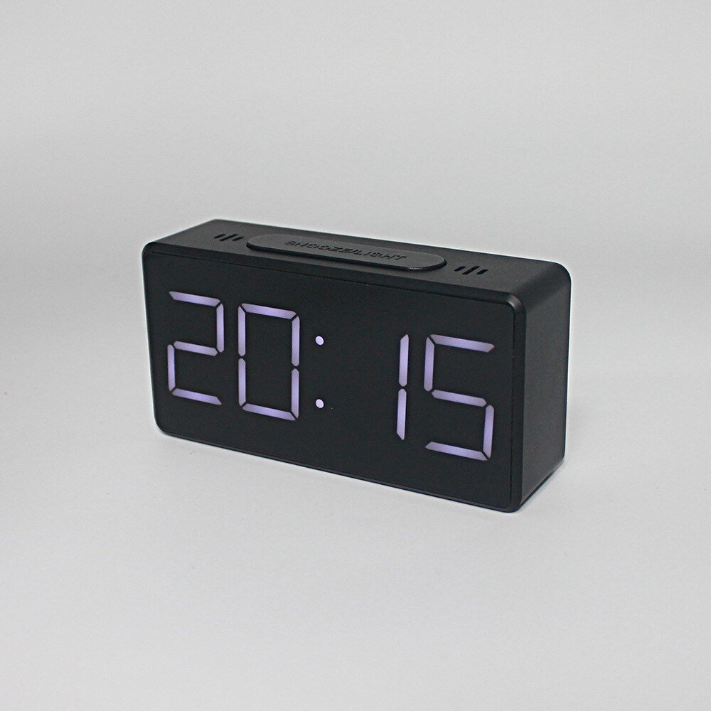 Table Clock Alarm Clock Snooze LED Digital Mirror Clock Time Temperature Large Electronic Display Rectangle Digital Desk Clock: Black