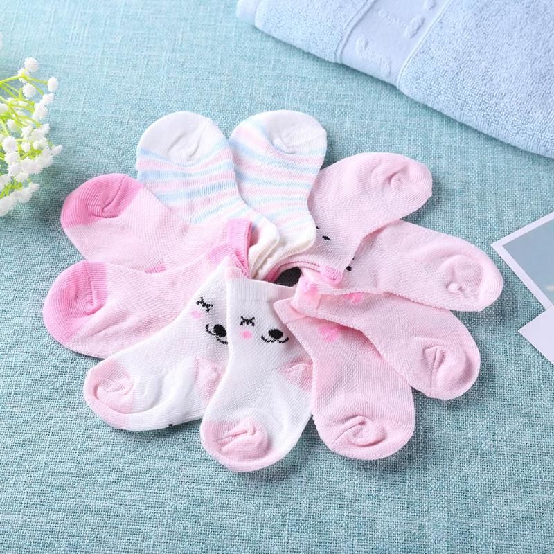 5pairs/set Newborn Baby Socks Soft Infant Cotton Socks Toddlers Stripes Footwear Cartoon Kids Feet Warmer Boys Girls Accessories