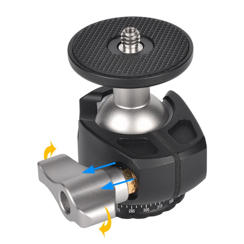 D-25 CNC Machining Double Notch Ball Head Mini Ball Head Low Center of Gravity for Tripod Monopod for Canon Nikon Sony DSLR