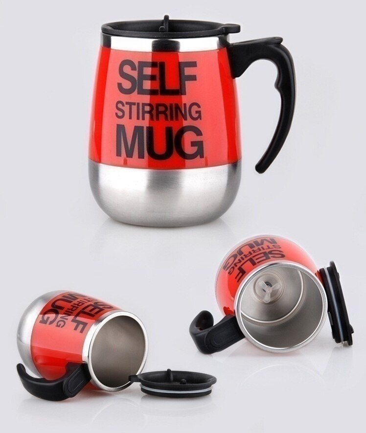 Acero inoxidable perezoso Auto agitador taza Auto mezclado té taza de café Oficina para el hogar