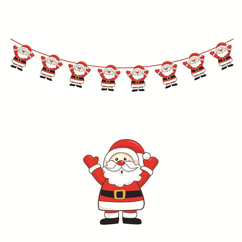 3m Länge Santa Claus Weihnachten Baum Zauberstab Hängen Papier Girlande Weihnachten Baum Dekoration Elch Socken Sterne freundlicher Frohe Weihnachten Banner