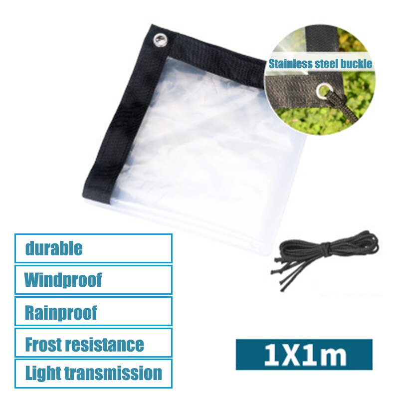 Transparent Rainproof Shed Cloth Tarpaulin Lightweight Waterproof Tarp Cover Tent Shelter: 1mx1m