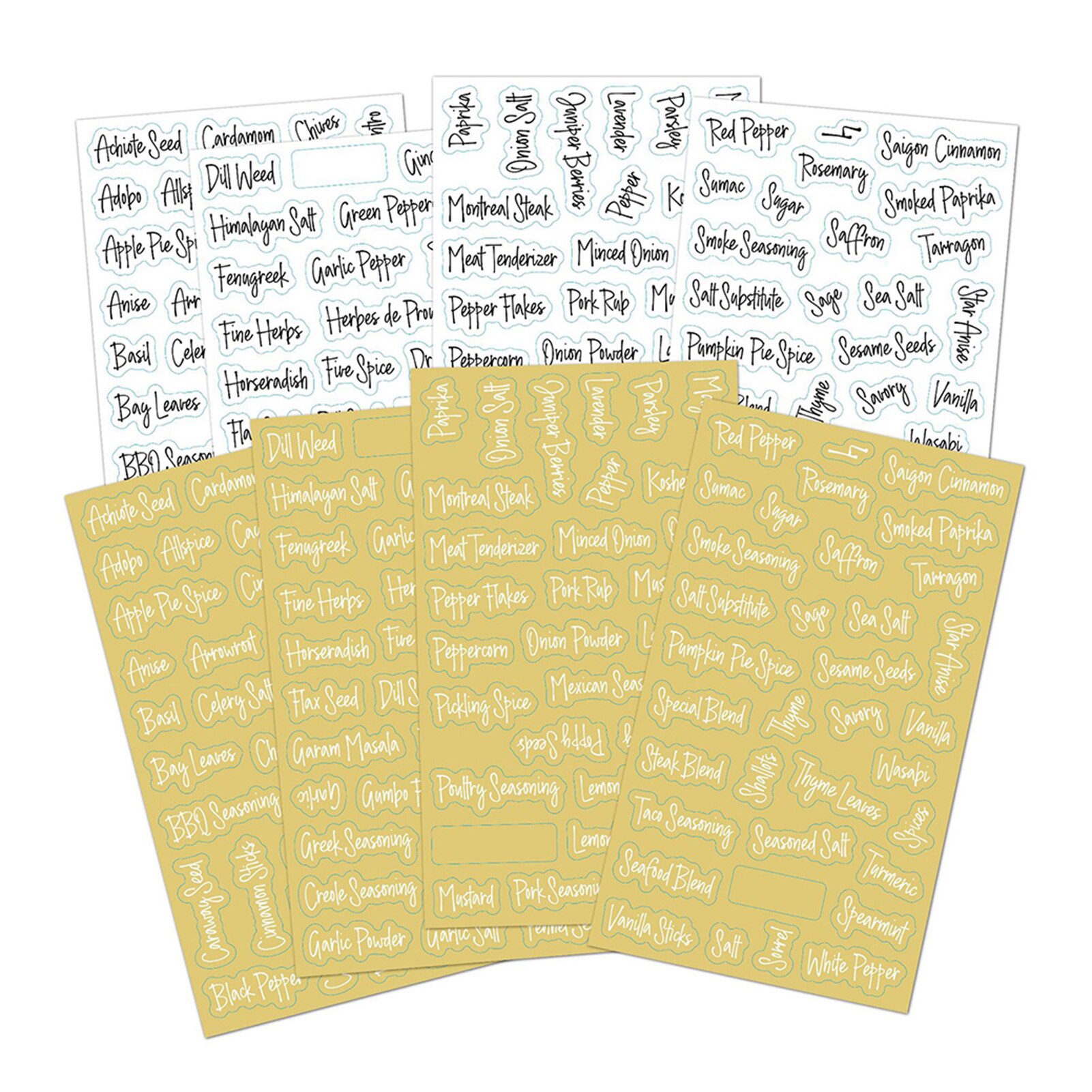 8pcs Spice Label Combo Black and White Preprinted Labels for Spice Jar Durable Spice Stickers Home Decoration Stickers Posters