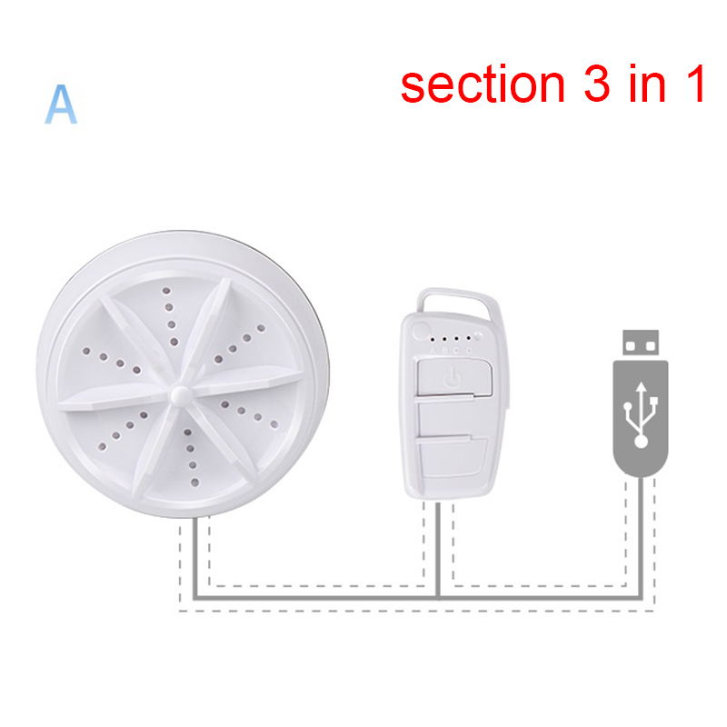 Section 2 in 1 Mini 6W Portable Ultrasonic Turbo Washing Machine Personal Laundry Washer USB