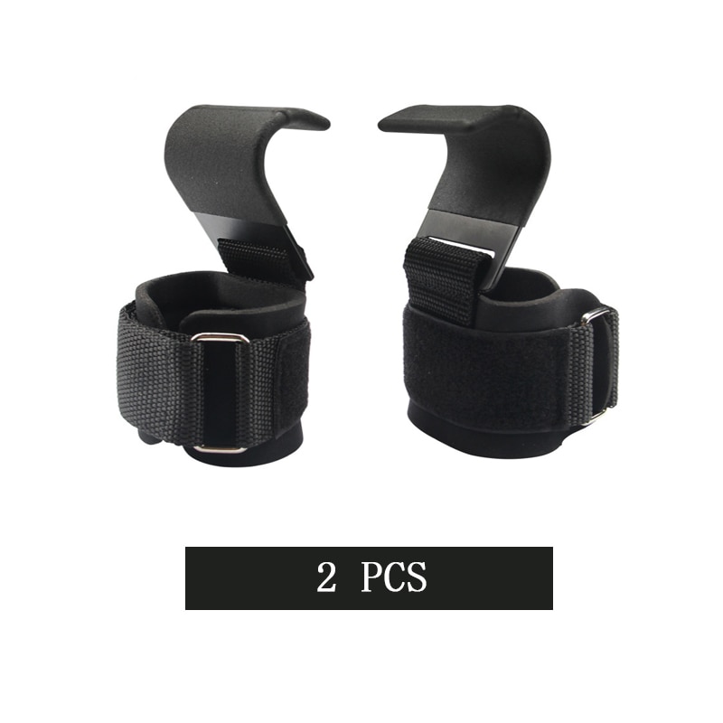1 Pair Weight Lifting-Hook Hand-Bar Wrist Straps Glove Weightlifting Strength Training Gym Fitness Hook Weight Lifting Gloves: Black