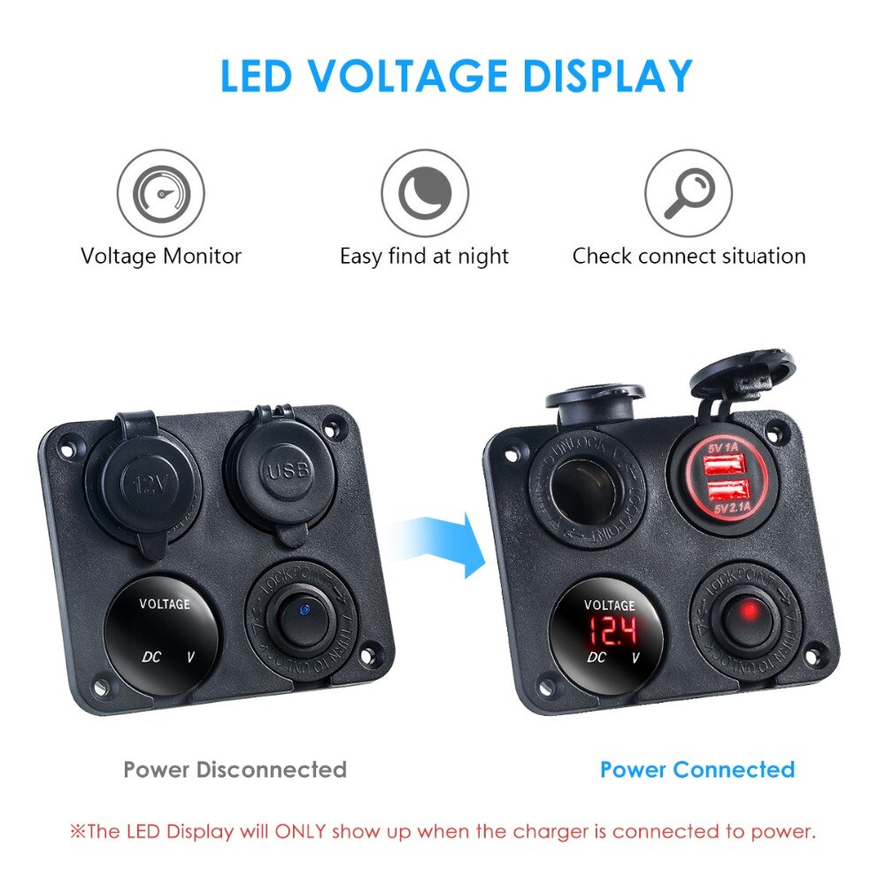 12 V-24 V Sigarettenaansteker Splitter 5V1A 5V2. 1A USB Auto Lader met led licht voor Auto Vrachtwagen marine boot camper voertuigen