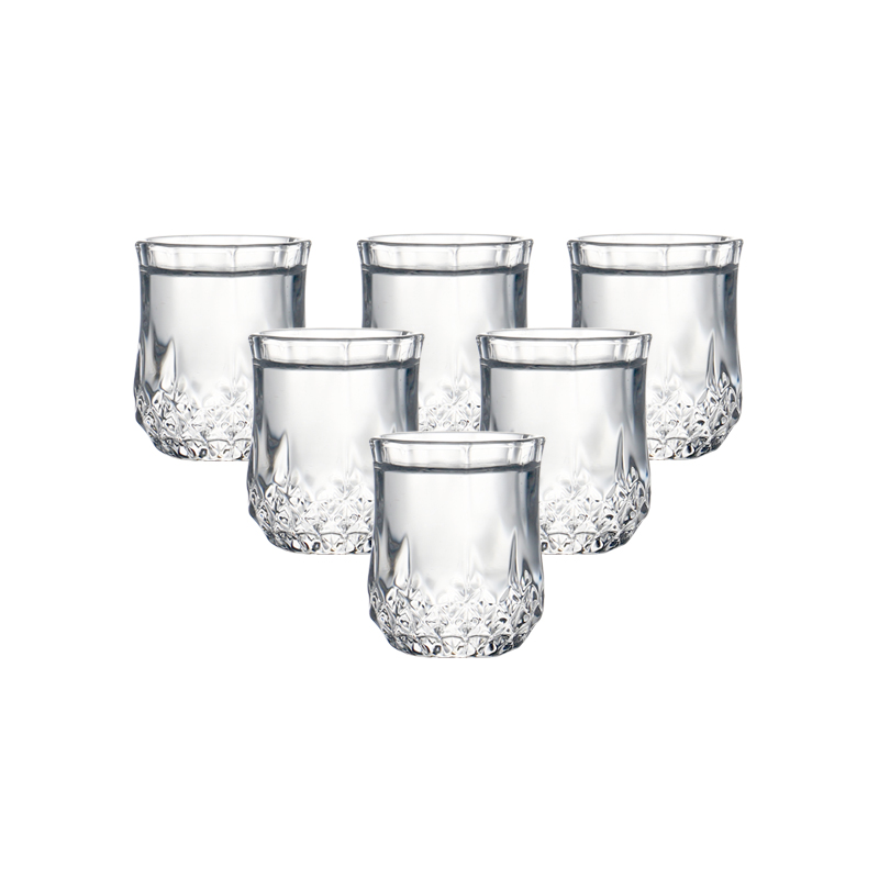 Set  of 6 tunga maskintillverkade snapsglas blyfria glas spritglas för vodka spritdrycker 50ml