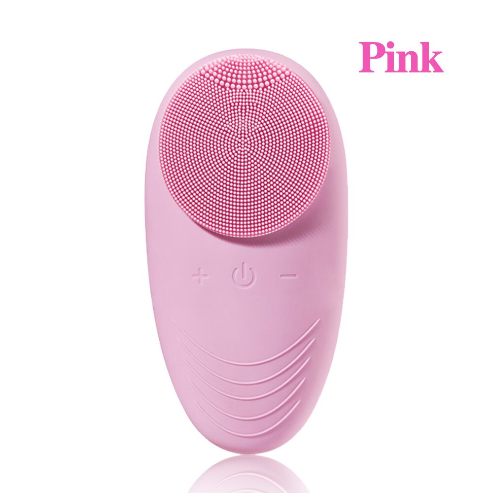 Usb draagbare siliconen gezichtsreiniger borstel gezichtsmassager elektrische mini vibrerende gezichtsreiniger borstel waterdicht huidverzorgingsapparaat: Roze