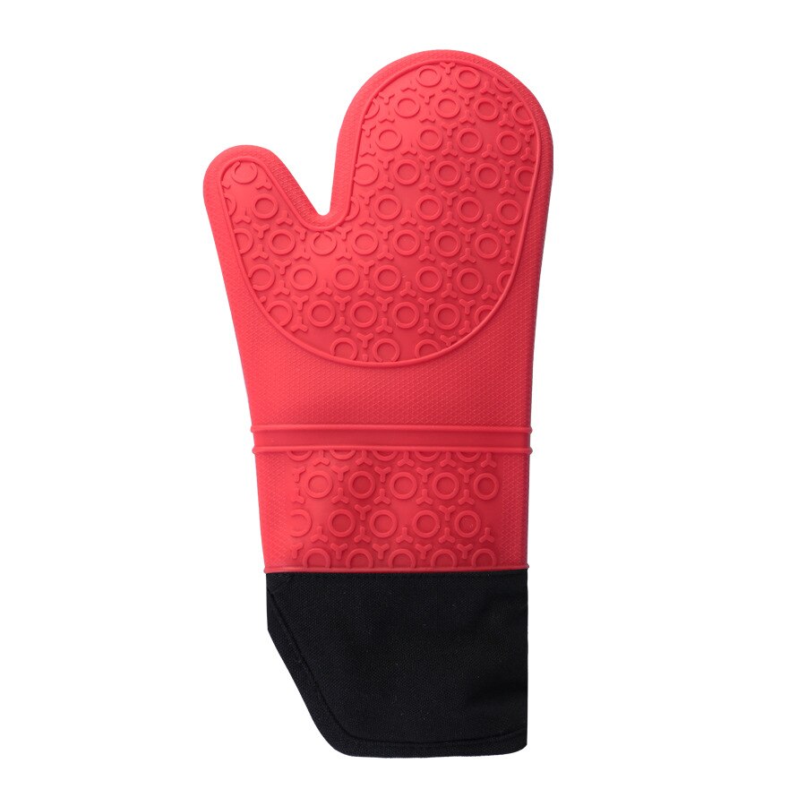 Doppel Schicht Backen Handschuhe Wärme-Beständig Silikon Handschuhe mit Baumwolle Küche Backofen Handschuhe Mikrowelle Handschuh Nicht-Unterhose Topf Halfter: 1Stck rot