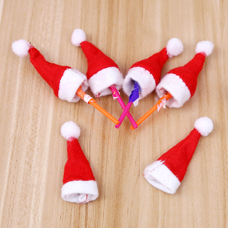 20pcs Lollipop Kerst Hoed Kleine Mini Snoep Kerstman Cap Decoratie Party XJS789