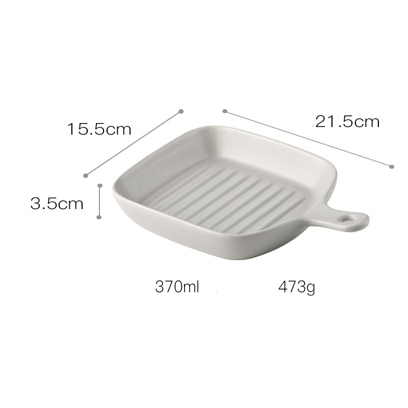 Nordisk ugnstallrik rund fyrkantig dubbelöra med handtag keramisk servis modern hem frukost salladstallrik: K