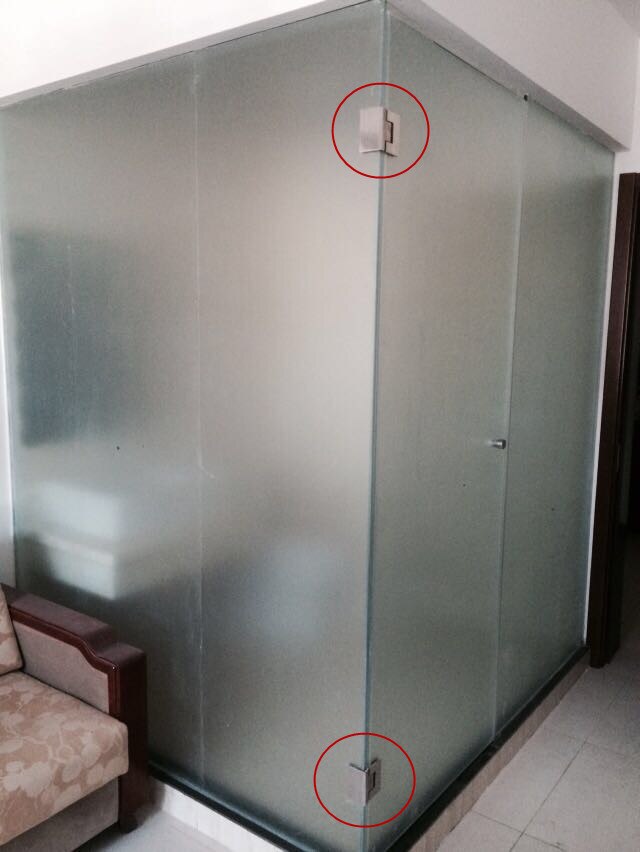Bisagra para puerta de baño, doble página, Clip de puerta de cristal sin marco plegable Bilateral, bisagra de la sala de ducha (90 grados de apertura)