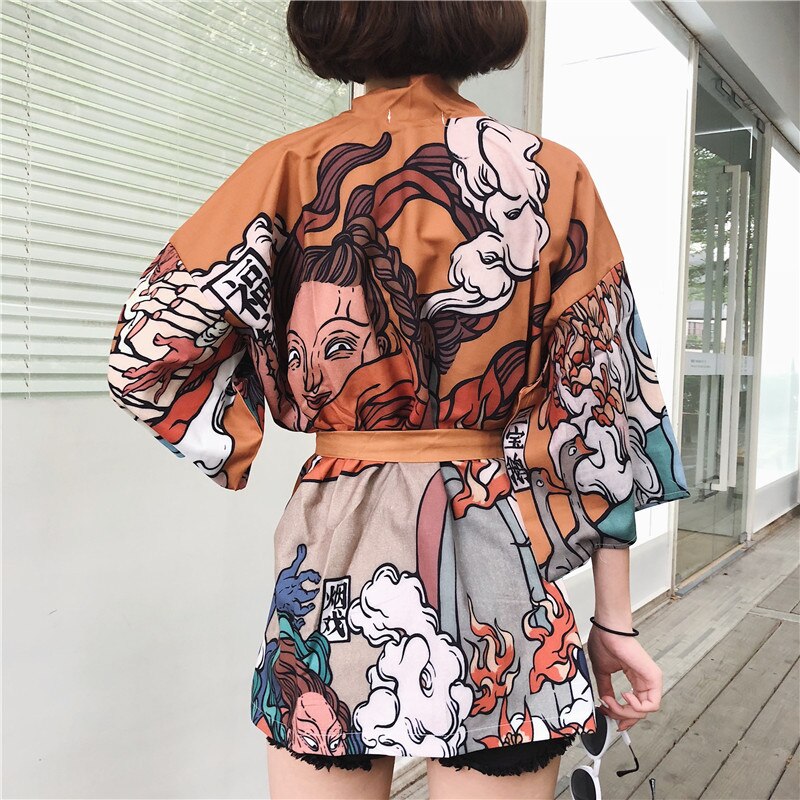 Japansk stil kimono langærmede skjorter traditionelle yukata barselskvinder kimono japansk pigetøj til gravide