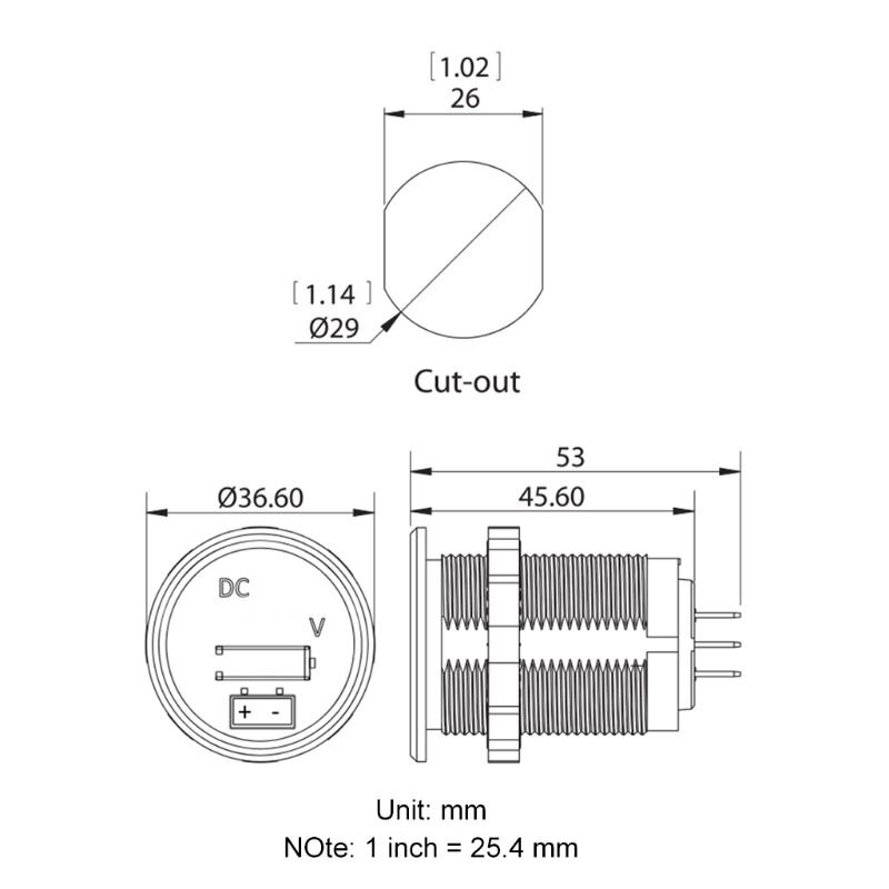 Dc 12v/24v bilbåt voltmeter batteri skjerm  ip67 vanntett ledet spenningsmåler