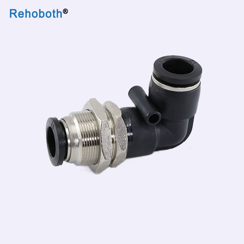 12mm Pneumatic connector PLM right angle plate joint baffle elbow PLM-46810 trachea quick connect hose fitting plastic tubing