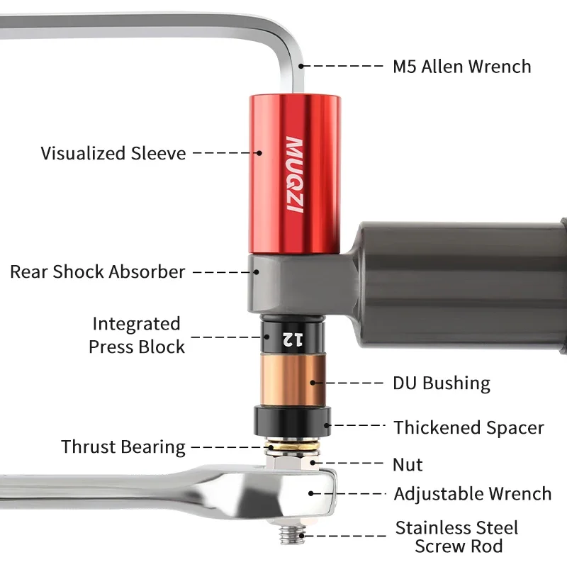 MUQZI Bike Rear Shock Bushing Mount Tool MTB Rear Suspension Eyelet Bushing Installation and Removal Tool