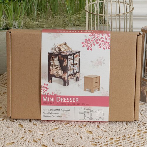 Handmade craft jewelry box DIY handmade desktop storage box wooden small furniture decoration model Handmade craft jewelry box: Handmade craft jewe