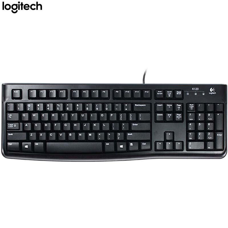 Logitech K120 PC Computer USB Wired Keyboard For Computer Waterproof Keyboard: Default Title