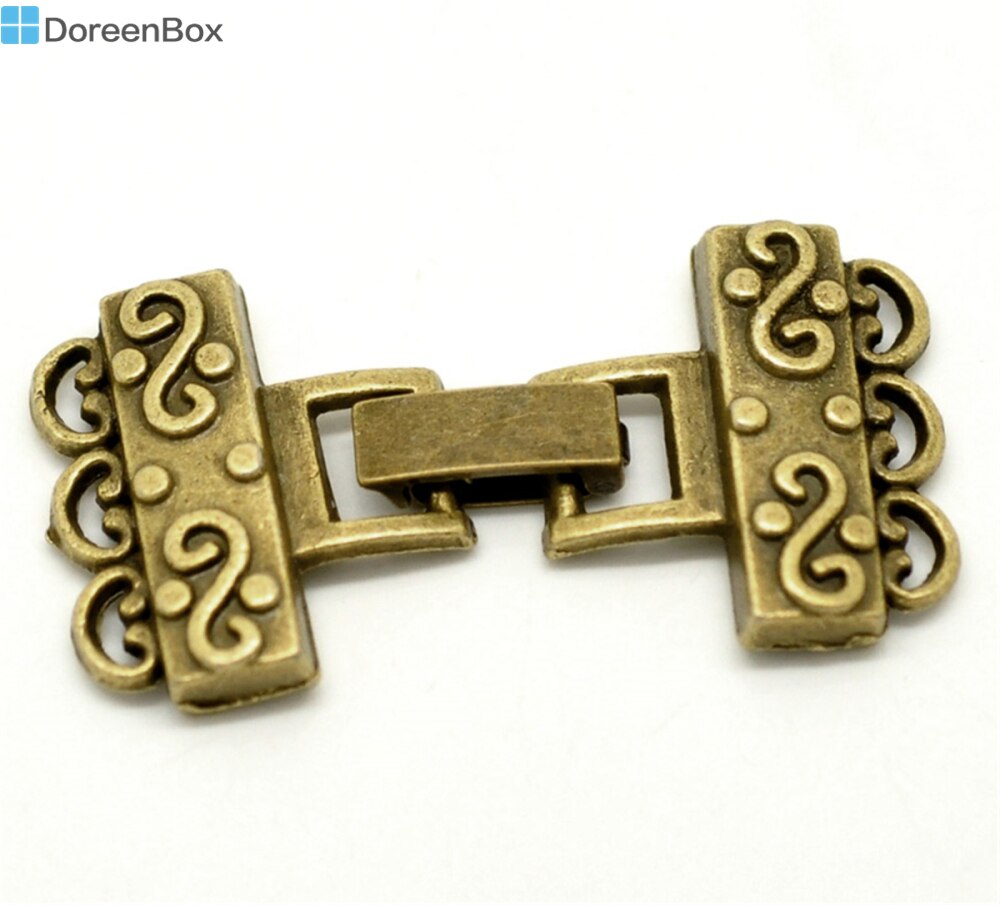 5 Sets Doreen Box End Caps for Bracelets / Necklace 4.6x2.3cm Antique Bronze Silver Color Findings For DIY Jewelry Making