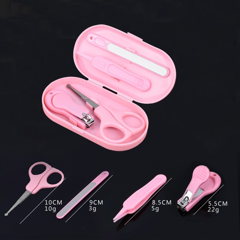 4 pièces bébé coupe-ongles Kits de santé outils ensemble boîte de rangement doigt tondeuse ciseaux pince à épiler pédicure ongles coupe enfants soins