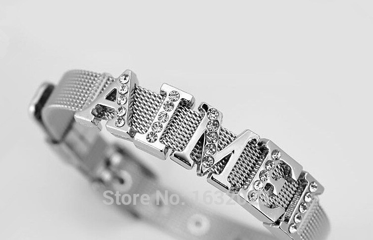 20 PCS/Lot 8 MM en acier inoxydable maille bandes Bracelet bricolage accessoires bracelets Fit 8mm glisser charmes WB06