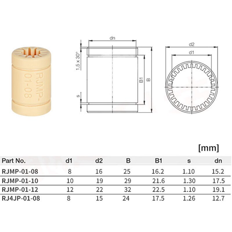 4Pcs RJMP-01 RJ4JP Plastic Linear Bearings Bushing Polymer Bearing Shaft for Mendel 3D Printer DIY Parts