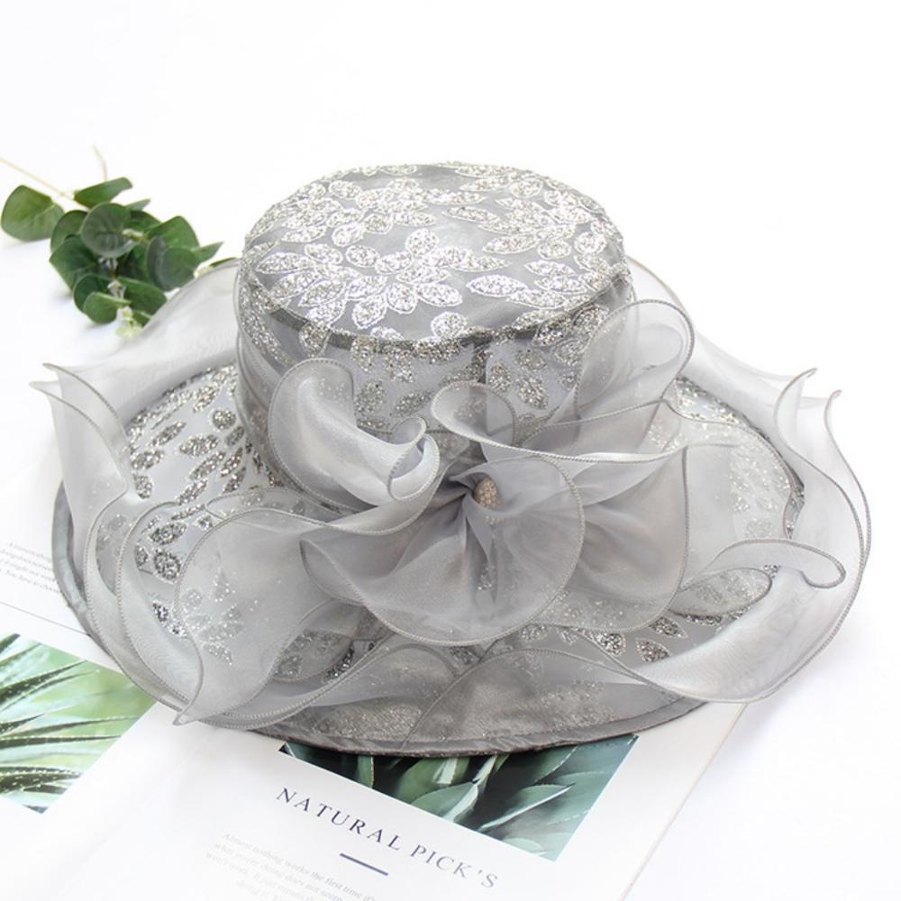 Bruiloft Zon Hoeden Voor Vrouwen Elegante Avond Bloem Organza Pailletten Hoed Chapeau De Mariage Bruiloft Accessoires YSAN610